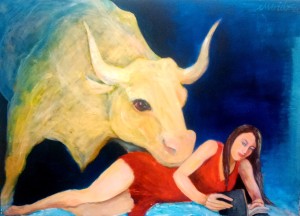 White bull, Acrylics, 50x70